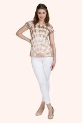 Astron – Tie-Dye Round Neck Cotton T-Shirt for Women