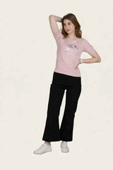 Astron – Designer Printed Round Neck Half Sleeves Cotton T-Shirt for Women