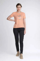 Astron – Round Neck Half Sleeves Cotton T-Shirt for Women
