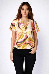 Astron – Abstract Print Blouse with Vibrant Swirl Pattern