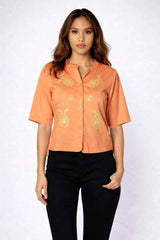 Astron – Shirt with Golden Paisley Embroidery