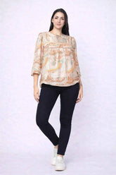 Astron – 3/4 Sleeve Printed Top for Women