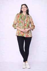 Astron – Pleated Sleeve Top for Women – Elegant Style