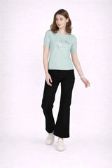 Astron – Designer Printed Round Neck Half Sleeves Cotton T-Shirt for Women