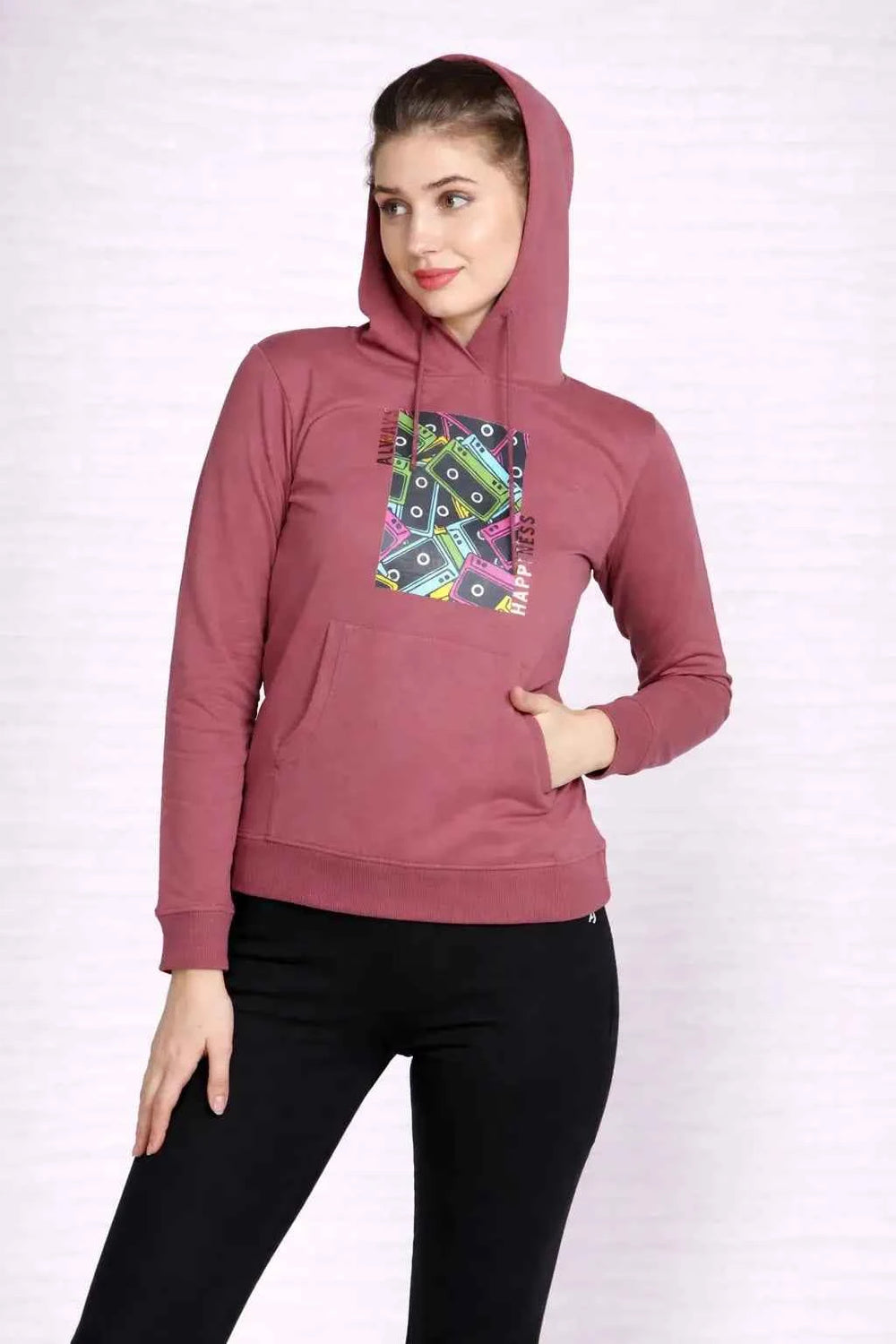 Wine Colour Women's Full Sleeves Pullover Hoodie