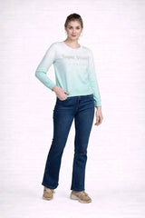 Long Sleeve Chest Printed Ladies Cotton T-shirt