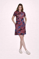 Women's Camouflage Printed Hoodie Tunic Dress