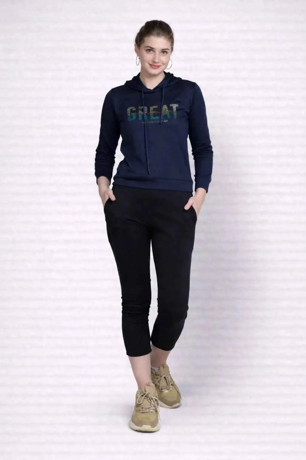 Typography printed Ladies Long Sleeve Hoodie