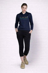Typography printed Ladies Long Sleeve Hoodie