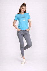Astron – Round Neck Half Sleeves Cotton T-Shirt for Women