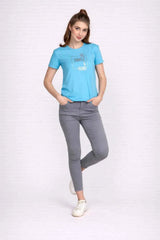 Astron – Round Neck Half Sleeves Cotton T-Shirt for Women