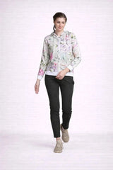 Floral Print Women's Full Sleeve Zip-through Hoodie