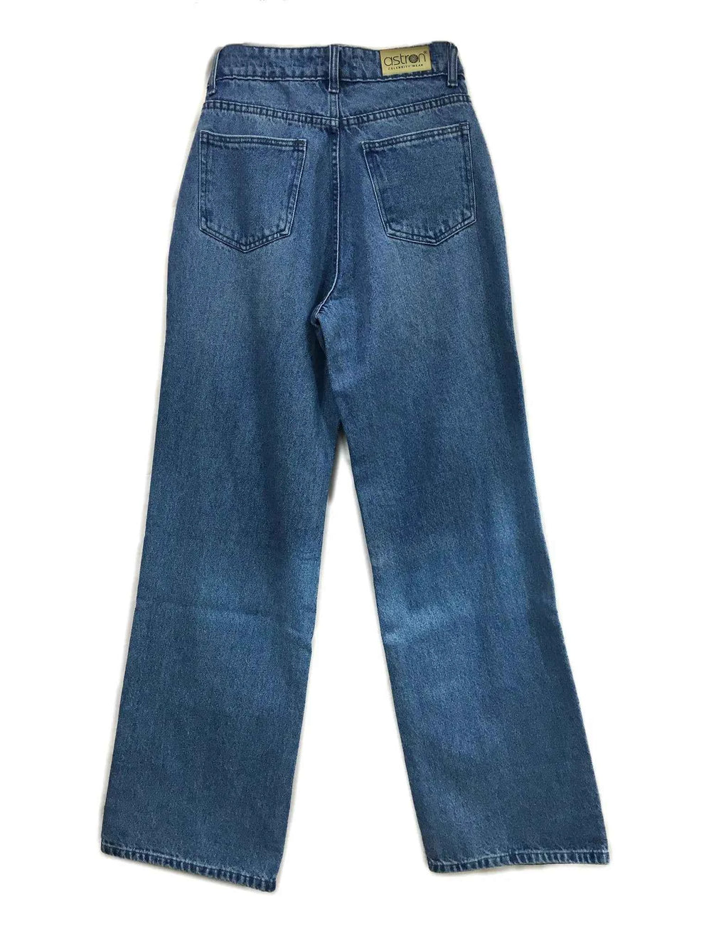 Astron Women’s Streetwear Medium Wash High-Rise Distressed Jeans – Relaxed & Wide-Leg