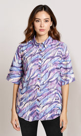 Astron – Abstract Swirl Print Shirt For Women