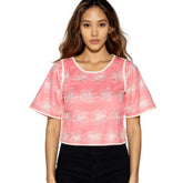 Astron – Crop Top with White Floral Embroidery