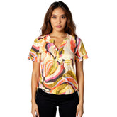 Astron – Abstract Print Blouse with Vibrant Swirl Pattern