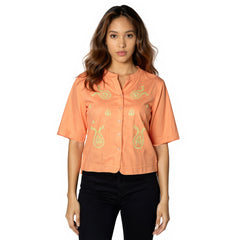 Astron – Shirt with Golden Paisley Embroidery