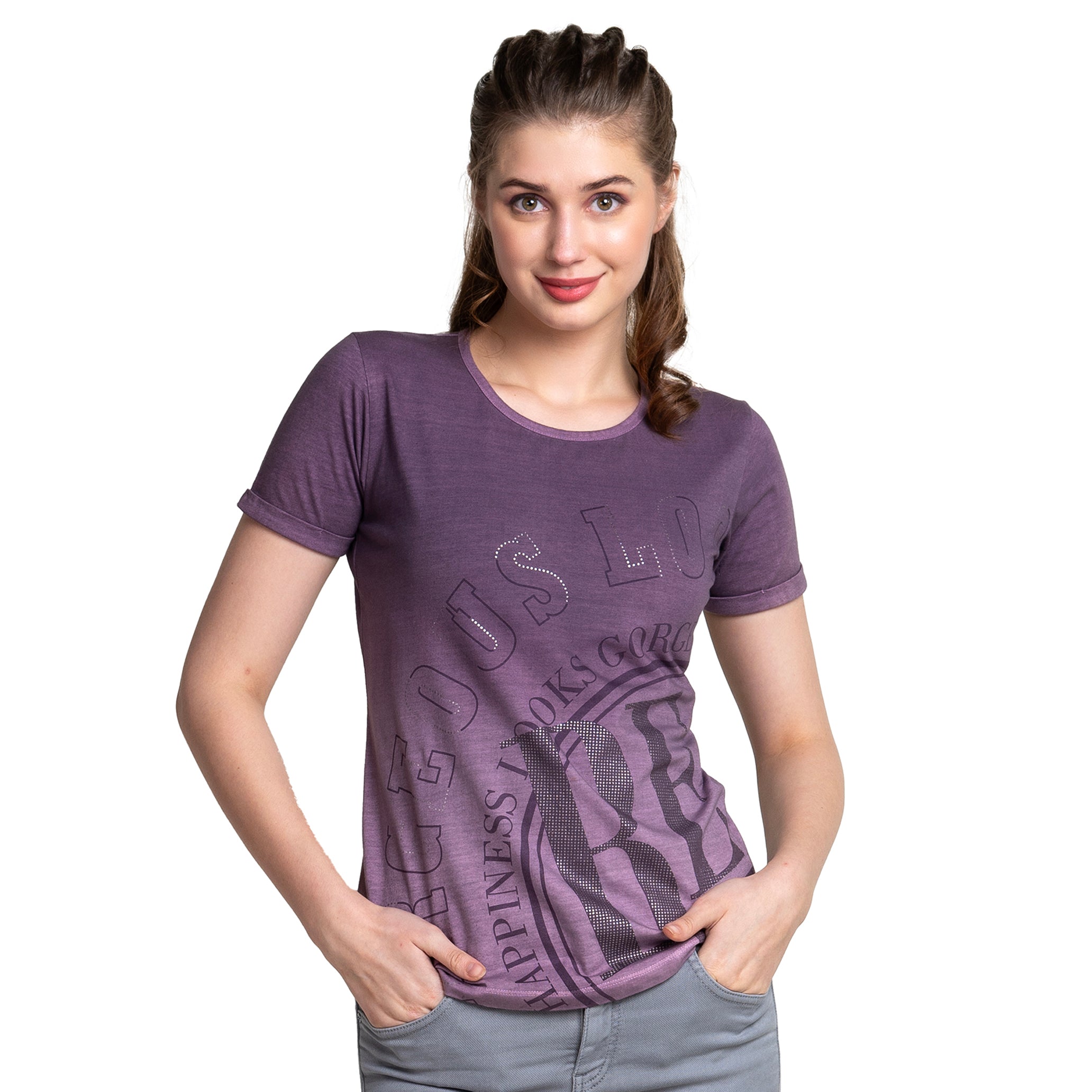 Astron – Printed Round Neck Cotton T-Shirt for Women Astron – Printed Round Neck Cotton T-Shirt for Women