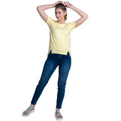 Astron – Half Sleeves Cotton Pista Green Color T-Shirt For Women