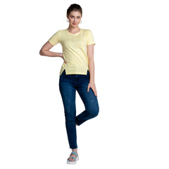 Astron – Half Sleeves Cotton Pista Green Color T-Shirt For Women