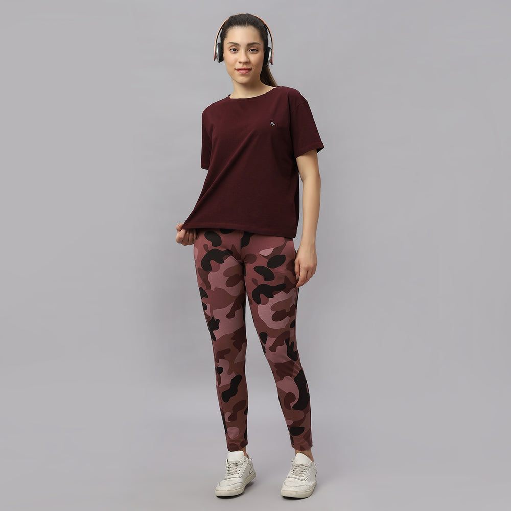 Camouflage Printed Cotton Four Way Stretched Women Track Pant.