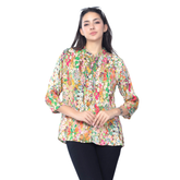 Astron – Pleated Sleeve Top for Women – Elegant Style