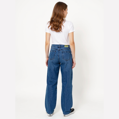 Astron Women’s Streetwear Medium Wash High-Rise Distressed Jeans – Relaxed & Wide-Leg