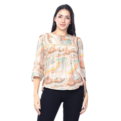 Astron – 3/4 Sleeve Printed Top for Women