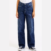 Astron High-Waisted Medium Dark Wash Straight-Leg Denim Jeans for Women