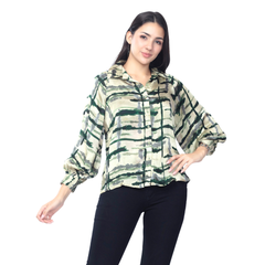 Astron – Green Printed Long Sleeves Shirt for Women