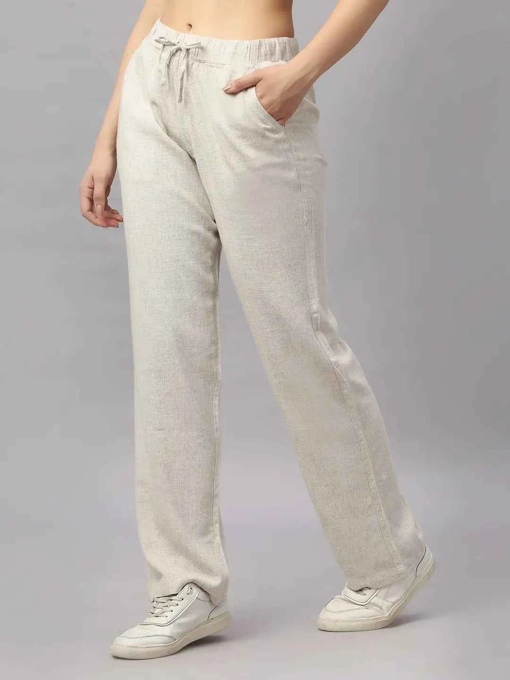 Astron – Women’s Straight Fit Natural Viscose Linen Pants