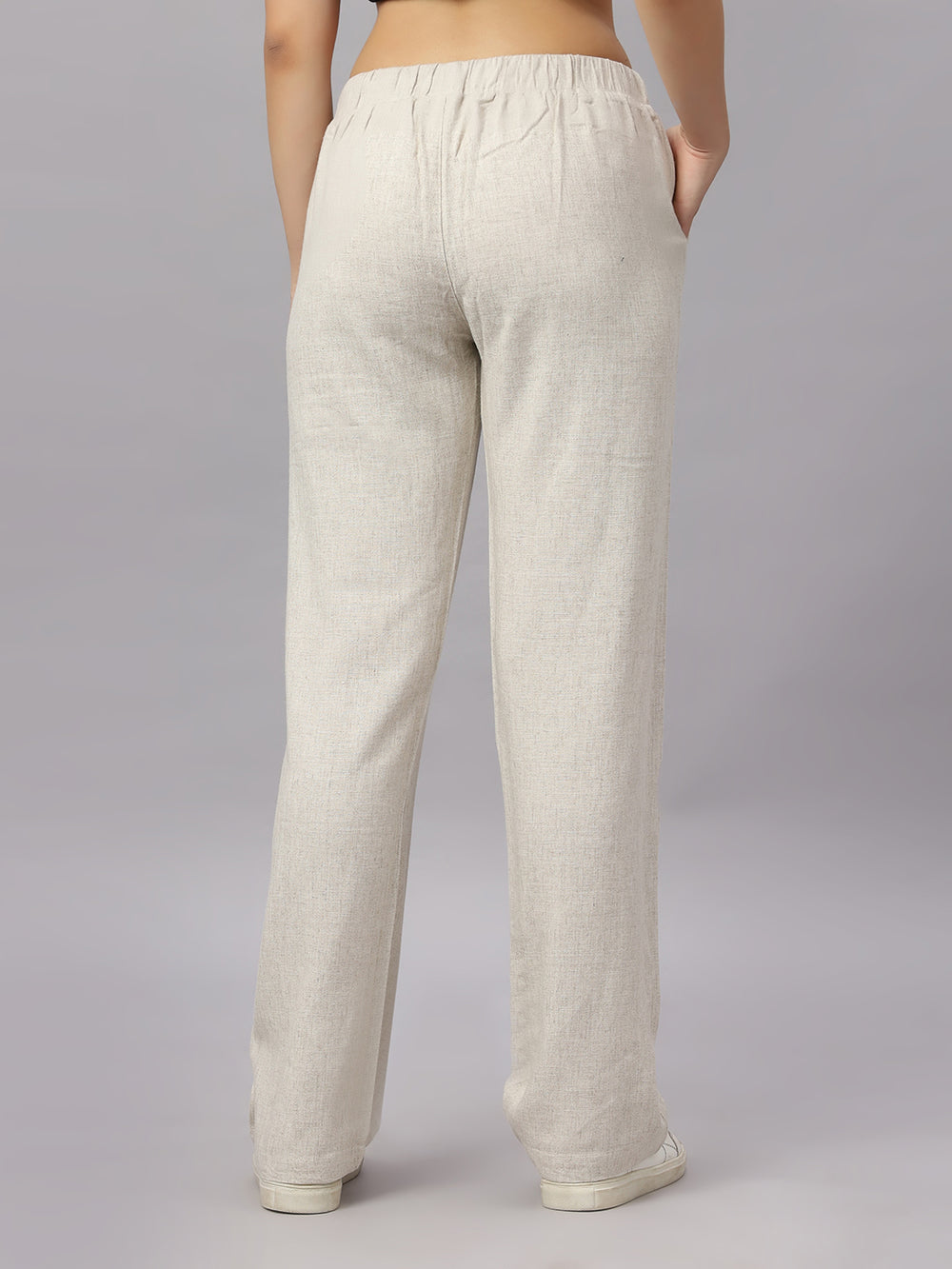 Women's Straight Fit Natural Colour Viscose Linen Pant.