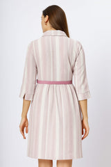 Astron - Polyester V-Neck Midi Dress For Women