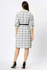 Astron - Button Front Collar Shirt Dress