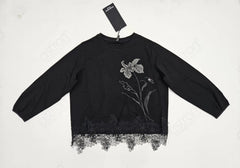 Women’s Floral Lace Hem Sweatshirt - ASTRON
