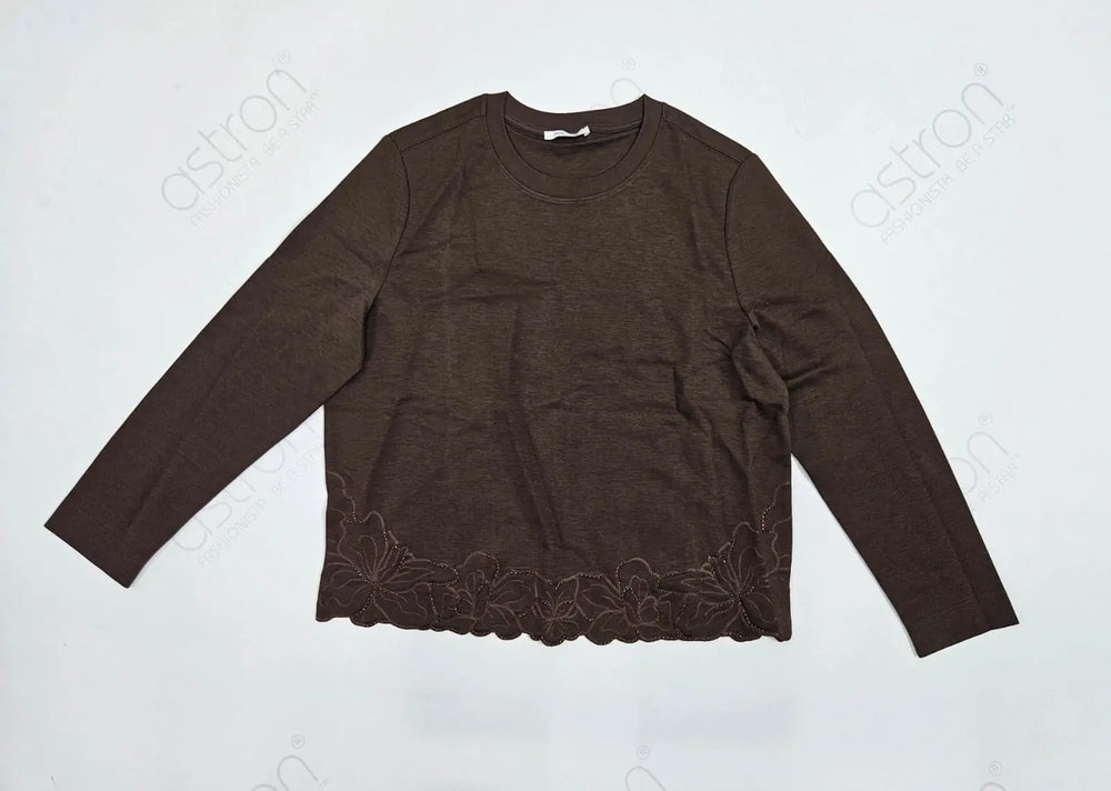 Women’s Embroidered Hem Long Sleeve Top - ASTRON