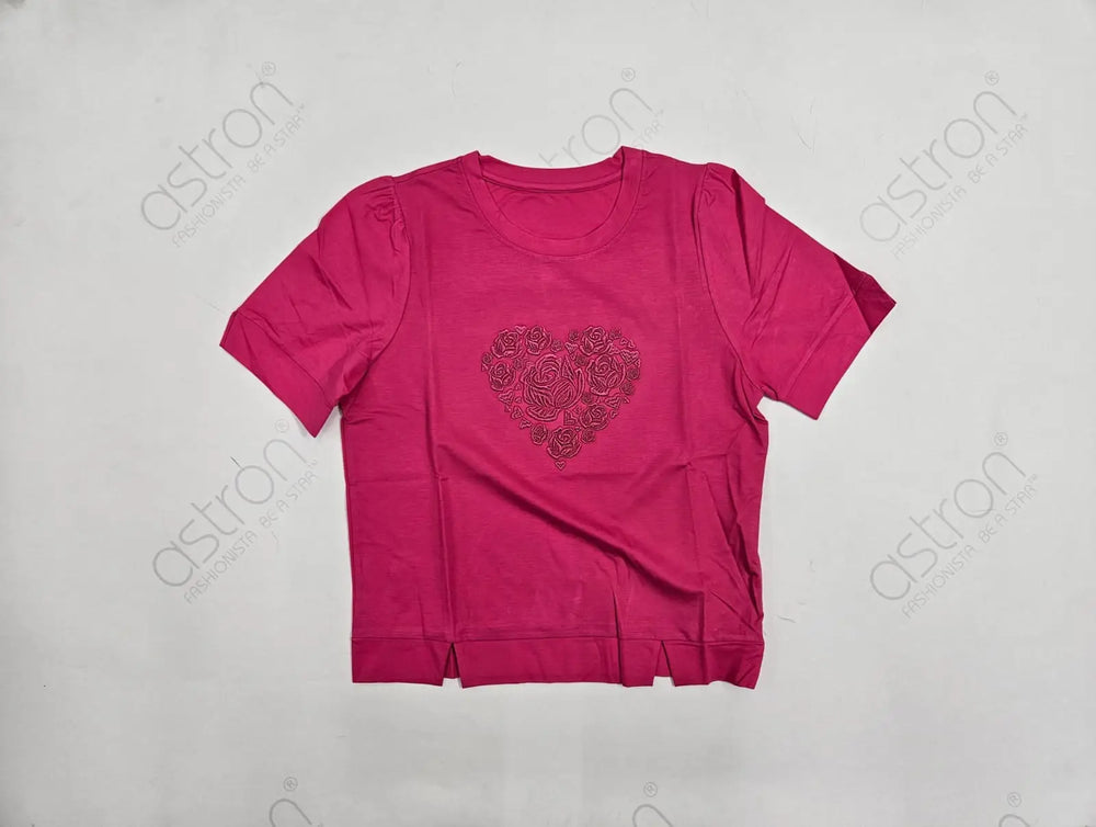 Women’s Embroidered Rose Motif Top - ASTRON