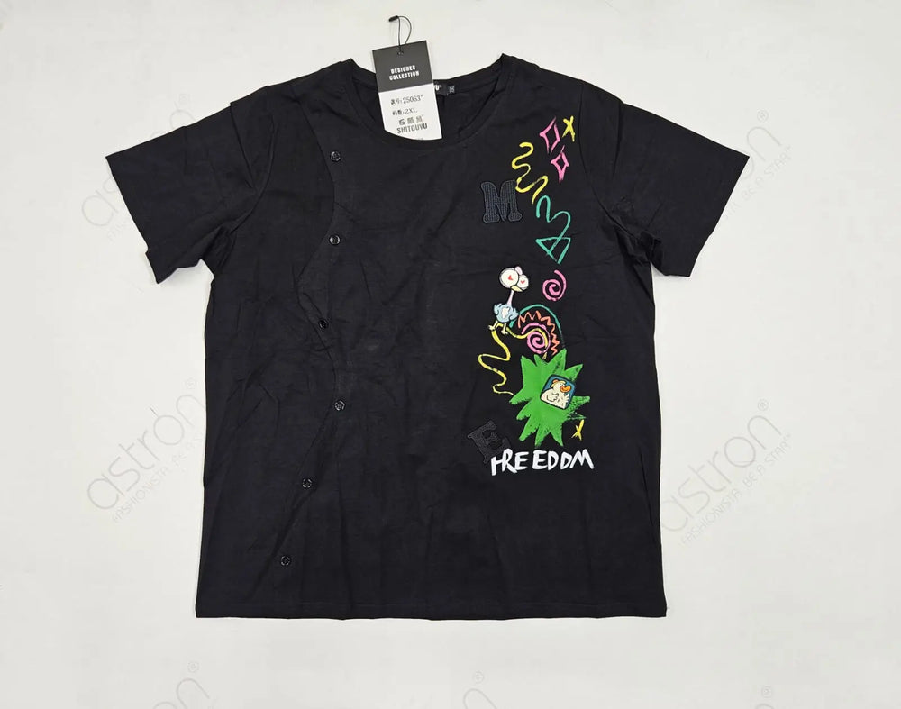 Women’s Oversized Graphic T-Shirt with Patch Work - ASTRON