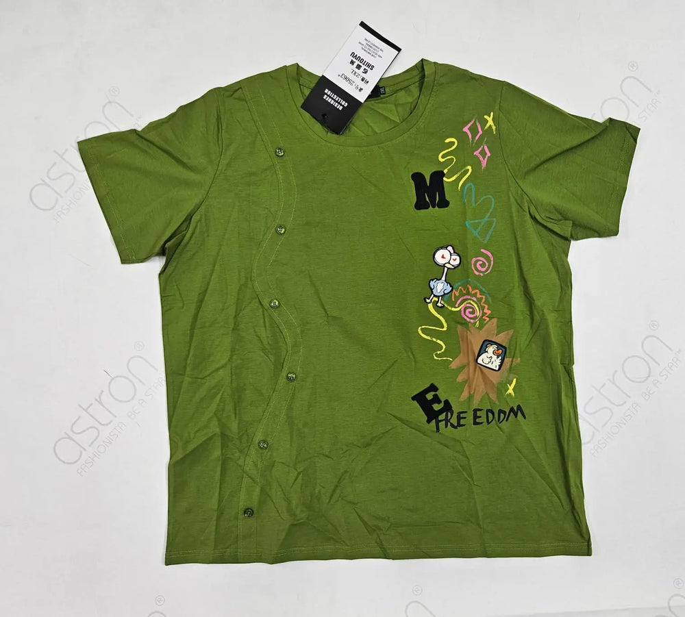 Women’s Oversized Graphic T-Shirt with Patch Work - ASTRON