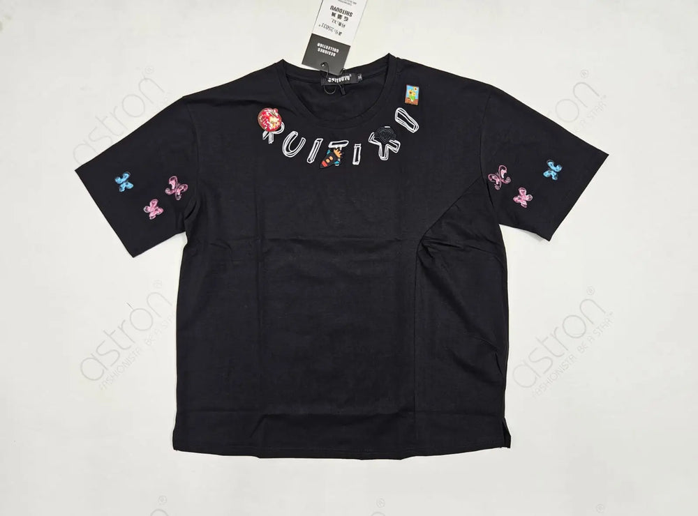 Women’s Oversized Embroidered Down-Shoulder T-Shirt - ASTRON