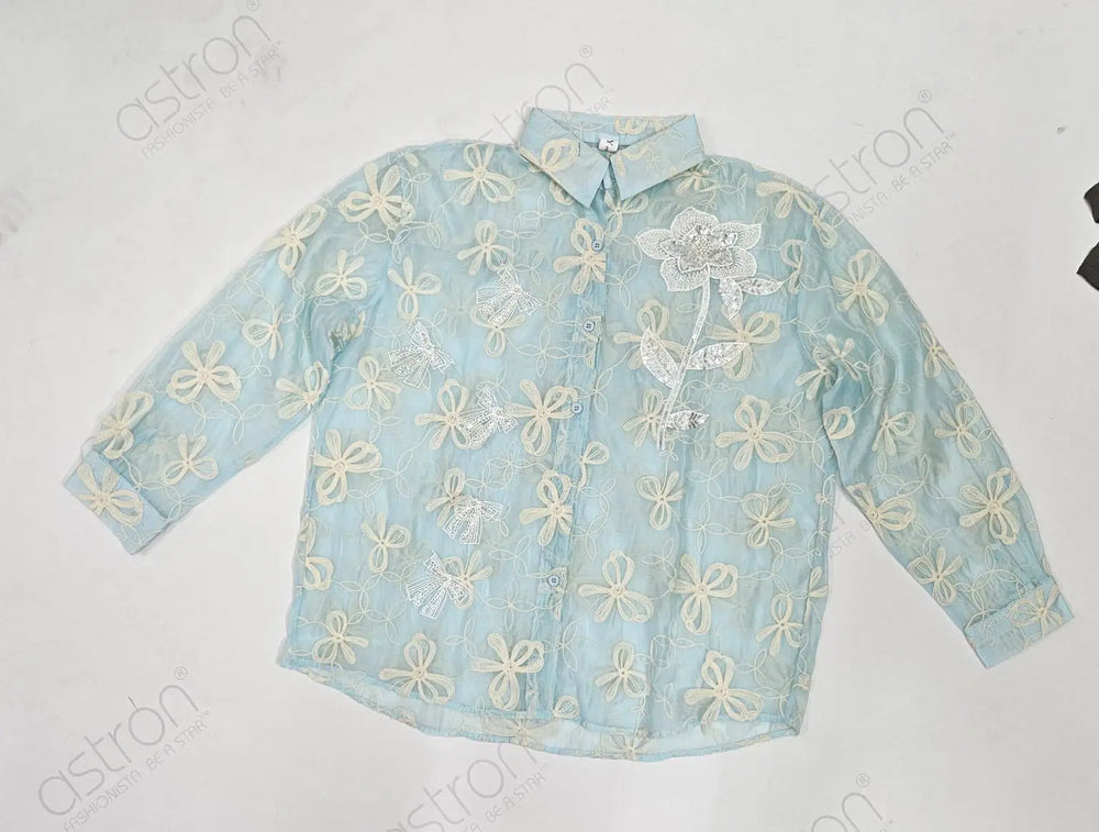 Women's Sheer Embroidered Shirt for Elegant Style - ASTRON