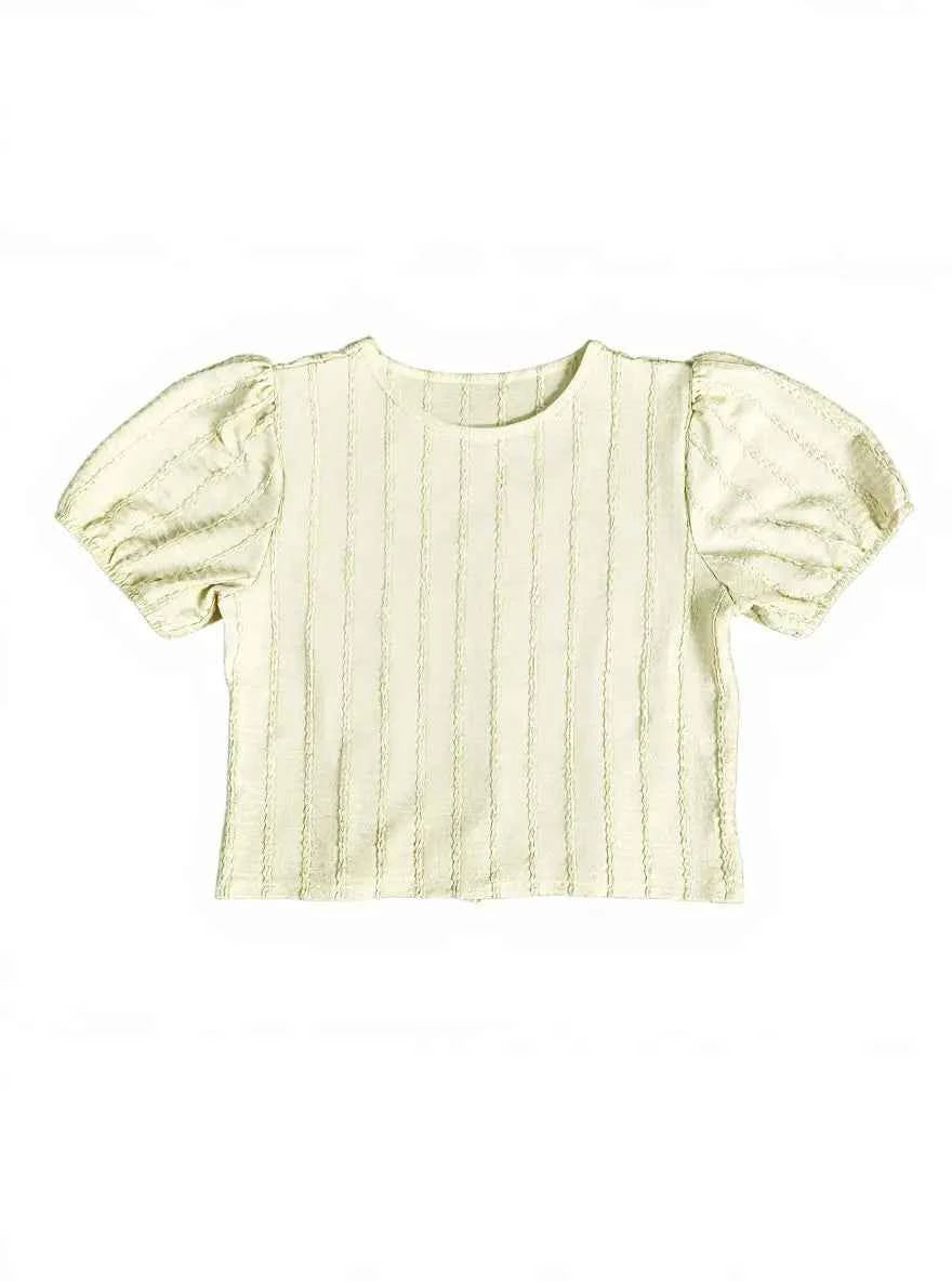 Astron Textured Crop Top with Vertical Pintuck Detailing