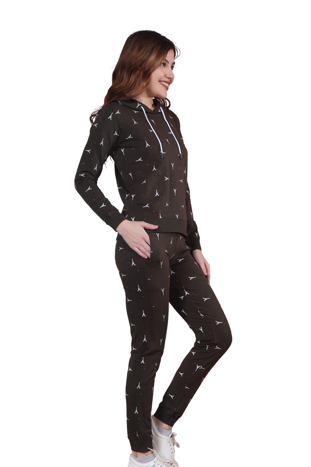 Full Sleeves Olive Color Hoodie Set for Women - Stylish Co-Ord Ensemble - ASTRON