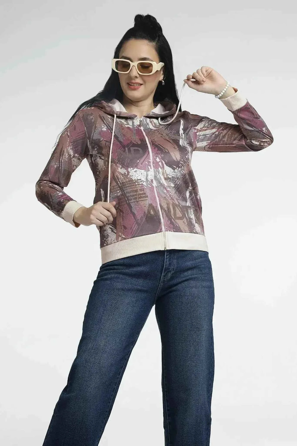 Women’s Printed Zip-Up Hoodie