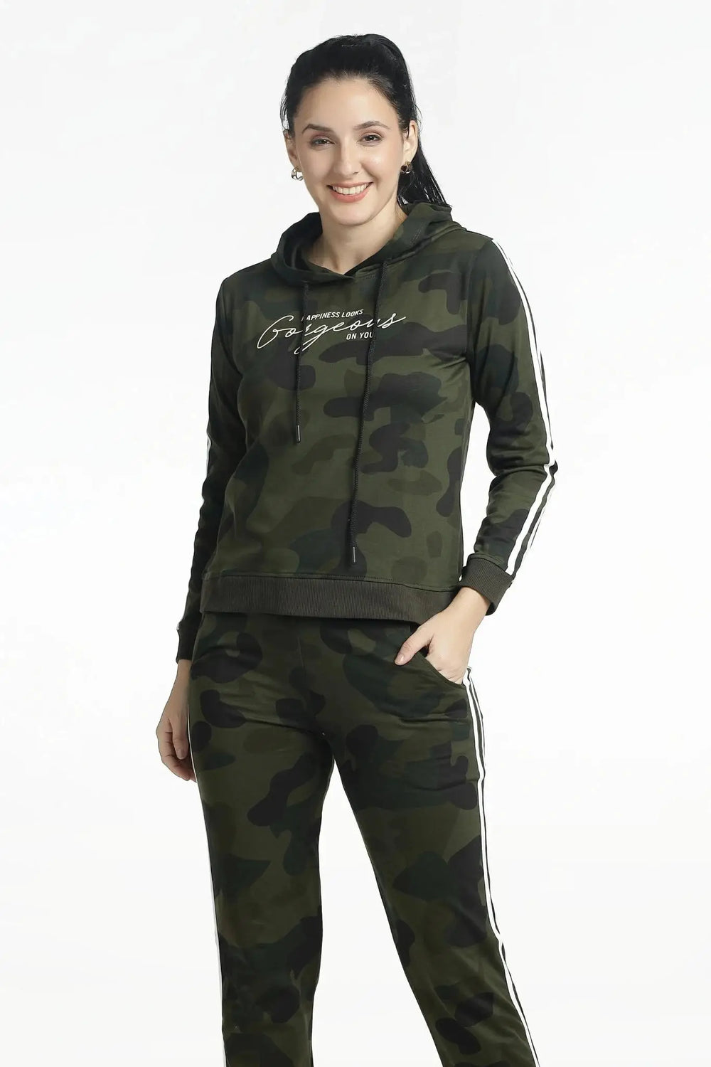 Women's Camouflage Tracksuit Set - Printed Hoodie & Jogger Set - ASTRON