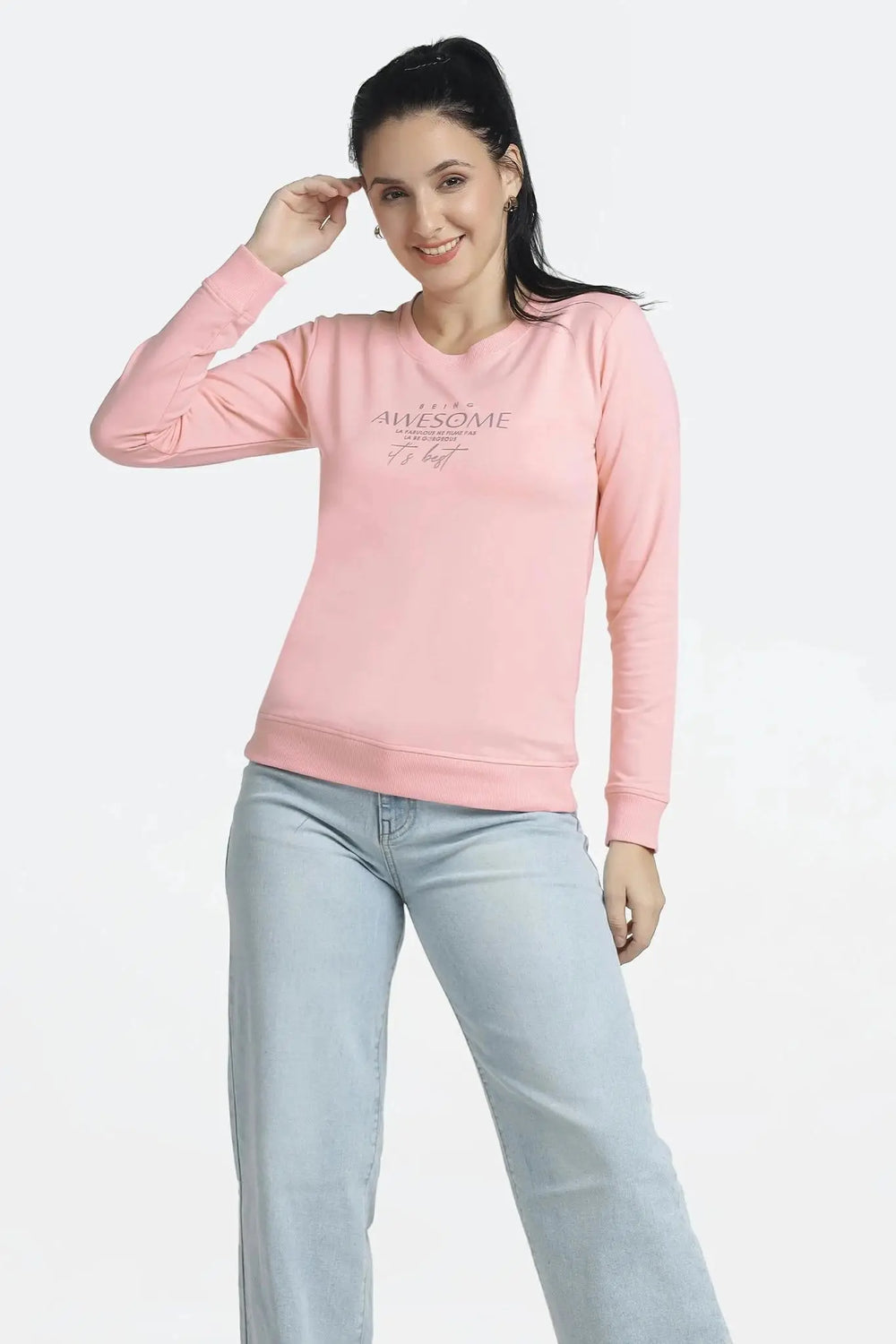 Womens Printed Sweatshirt - Being Awesome - ASTRON