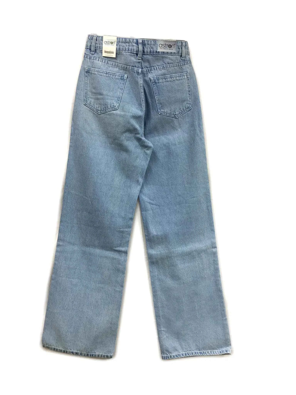 Astron Wide-Leg Distressed Light Wash Denim Jeans for Women – Relaxed Fit Streetwear Look