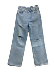 Astron Wide-Leg Distressed Light Wash Denim Jeans for Women – Relaxed Fit Streetwear Look