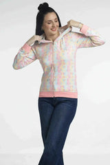 Pastel-colored zip-up hoodie