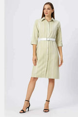 Astron - Button Front Closure Shirt Dress For Women